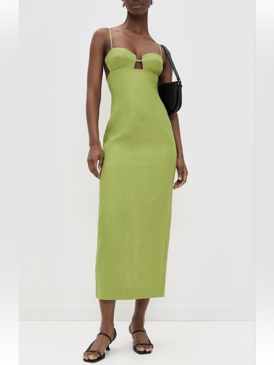 Reformation Dresses & Skirts - Reformation Malibu Linen Midi Dress Size 12 in Avocado Green
